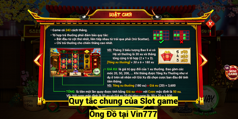 Quy tắc chung của Slot game Ông Đồ tại Vin777